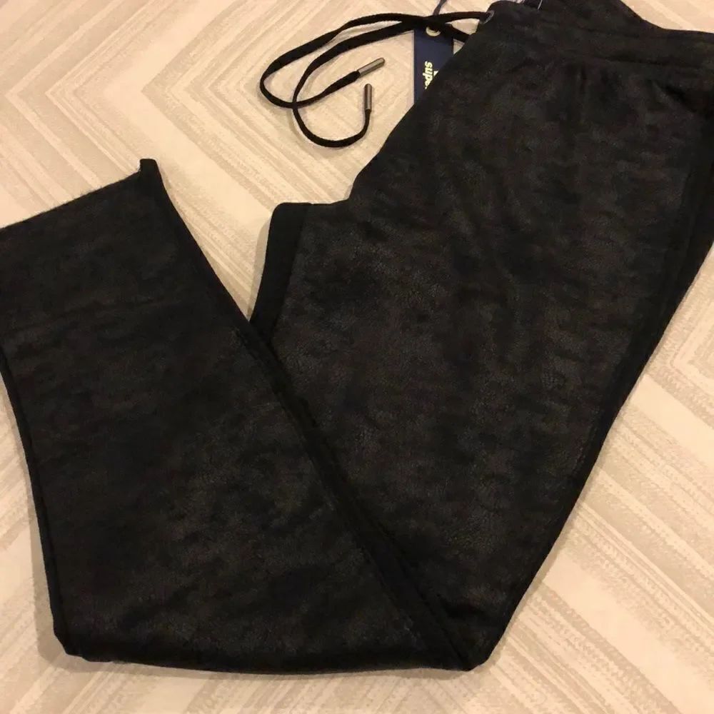 Butter Supersoft Black Coated Step Hem Joggers
